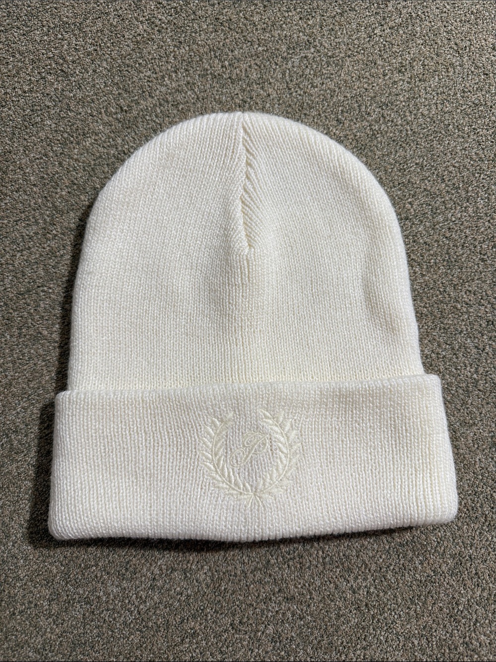 PINK Victoria's Secret Ivory Knit Cuffed Beanie